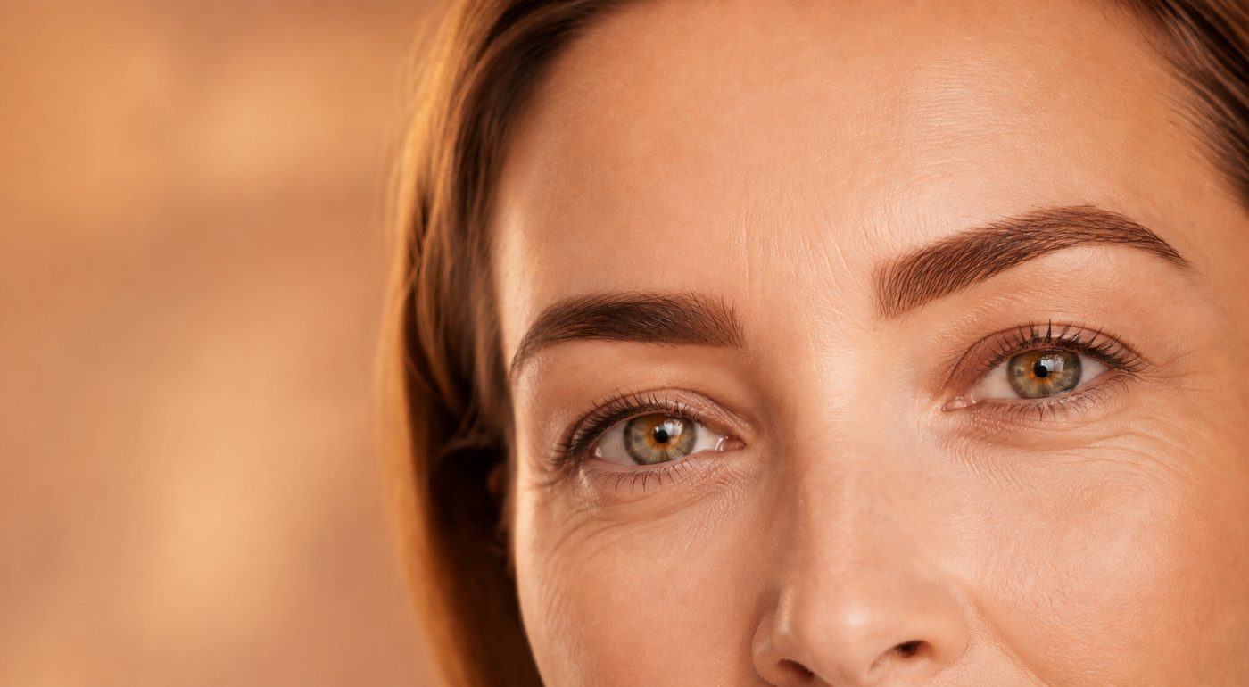 Naturally Defined Brows by Helen Walker — a soft wash of pixelated colour, bespoke to the face it is on